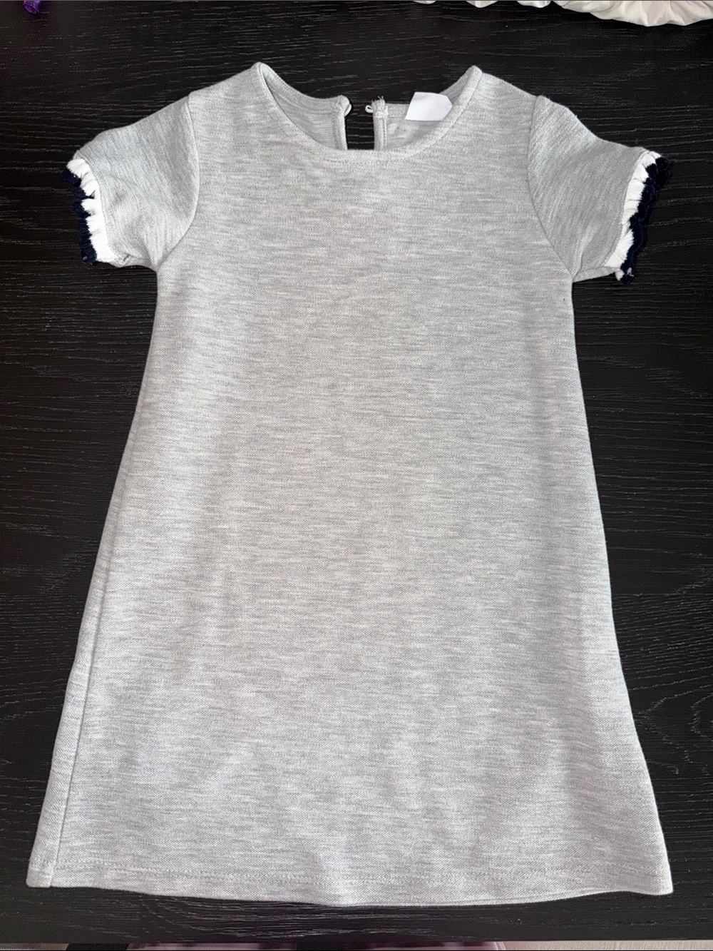 Zara Light Heather Gray Dress with Navy Trim - Girls